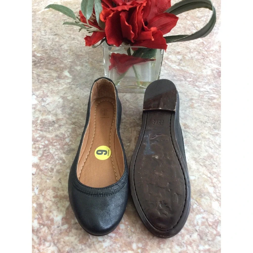 Frye Carson Women's‎ Black Leather Ballet Flats Size 6 EUC!, Retail $158
